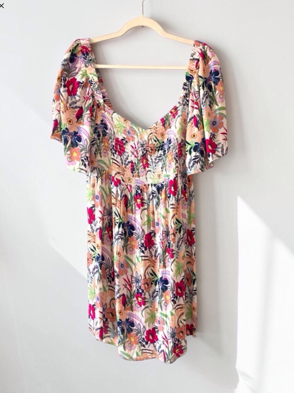 Roxy Golden Dawn Smocked Mini Dress — NEW WITH TAGS (NWT)